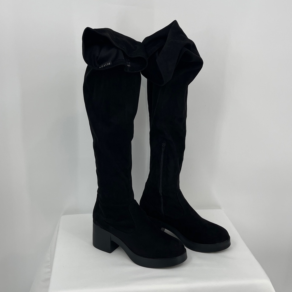 BESTON LILAC Black THIGH BOOTS WOMENS SIZE 9
